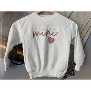 White Sweatshirt Pink Mini Heart Design Size XS Toddler Preowned